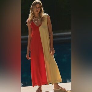 Free People Shea Midi Dress in Strawberry Cream Combo!